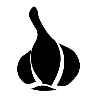 Sarımsaklı yumru silueti, Şükran Günü şenlik masa dekorasyonu öğesi. Sarımsaklı yumru bayram sembolü. Beyaz arkaplanda izole edilmiş basit siyah şekil vektör simgesi