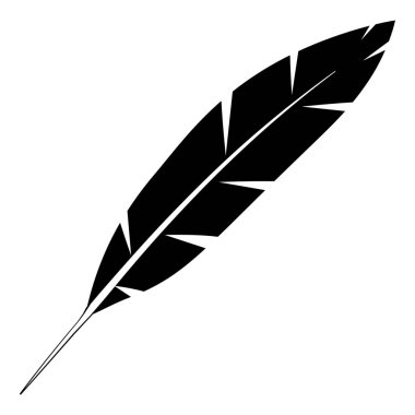 Hindi kuşu tüyü silueti, Şükran Günü şenlik masa dekorasyonu elementi. Kuş tüyü bayram sembolü. Beyaz arkaplanda izole edilmiş basit siyah şekil vektör simgesi