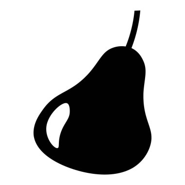 Armut meyvesi silueti, Şükran Günü kutlaması masa dekorasyonu öğesi. Armut meyvesi bayram sembolü. Beyaz arkaplanda izole edilmiş basit siyah şekil vektör simgesi