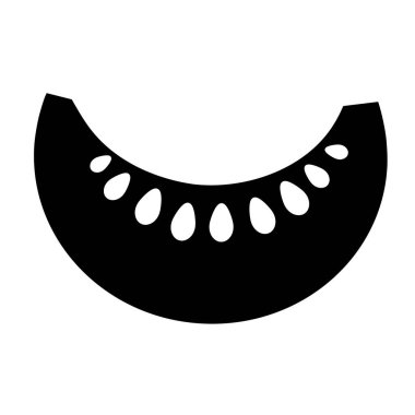 Dilimlenmiş balkabağı silueti, Şükran Günü kutlaması masa dekorasyonu elementi. Dilimlenmiş balkabağı bayram sembolü. Beyaz arkaplanda izole edilmiş basit siyah şekil vektör simgesi