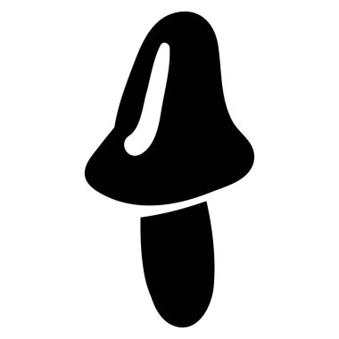 Küçük yenilebilir mantar silueti, Şükran Günü kutlaması masa dekorasyonu elementi. Yenilebilir mantar bayram sembolü. Beyaz arkaplanda izole edilmiş basit siyah şekil vektör simgesi