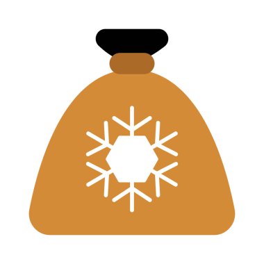 Noel Baba 'nın hediyeli kumaş çantasının lüks sembolü. Boho tarzında bir Noel sembolü. Bayram tasarımı dekorasyonu için beyaz zemin üzerinde izole edilmiş Yeni Yıl vektör simgesi