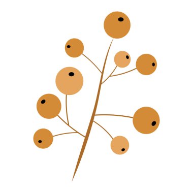 Çilek filizinin lüks sembolü. Boho tarzında bir Noel sembolü. Bayram tasarımı dekorasyonu için beyaz zemin üzerinde izole edilmiş Yeni Yıl vektör simgesi