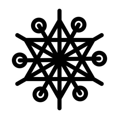 Kış karı, Noel mucizesi sembolü. Altıgen kar tanesinin silueti, kış festivali süslemesi. Beyaz arkaplanda izole edilmiş basit siyah şekil freehand vektör simgesi