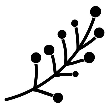 Yaban mersini filizi karalaması, kış festivali süslemesi. Rowan böğürtlenleri kış kuşu yemi. Beyaz arkaplanda izole edilmiş basit siyah şekil freehand vektör simgesi