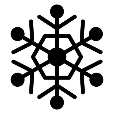 Basit geometrik kar tanesinin silueti, kış festivali dekorasyonu elementi. Kış karı, Noel mucizevi havası. Beyaz arkaplanda izole edilmiş basit siyah şekil freehand vektör simgesi