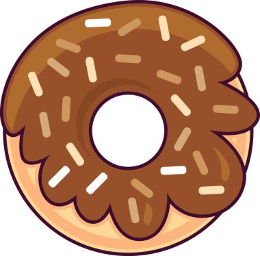 Fındık tozlu sütlü çikolatalı ballı bisküvi çöreği. Sabah kahvaltısı için yüksek kalorili tatlı yemek. Beyaz arkaplanda izole edilmiş basit renkli okşanmış vektör simgesi