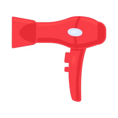 Saç kurutma makinesi, elektronik ev aletleri. Aygıtlar kullanım dışı ve imha edilebilir. Endüstriyel ürünlerin geri dönüşümü. Beyaz arkaplanda izole edilmiş basit düz vektör