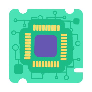 Mikro işlemci elektronik kartı, elektronik ev aletleri. Aygıtlar kullanım dışı ve imha edilebilir. Endüstriyel ürünlerin geri dönüşümü. Beyaz arkaplanda izole edilmiş basit düz vektör