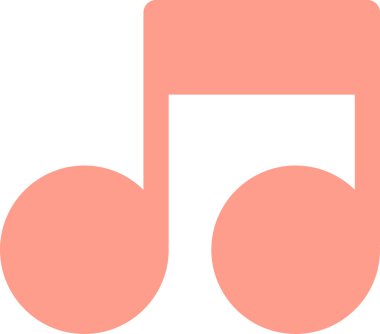 Çifte nota. Pembe düz tasarım elemanı. Pop art çift nota tatil ikonu. Noel etkinliği. Beyaz arkaplanda izole edilmiş basit düz vektör simgesi