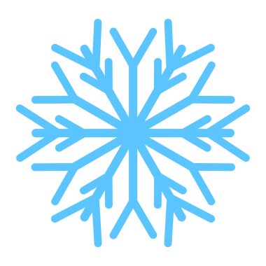 Kalın çizgi, donmuş kar tanesi, kış festivali dekorasyonu elementi. Kış karı, Noel mucizesi mavi sembolü. Beyaz arkaplanda izole edilmiş basit freehand vektör simgesi