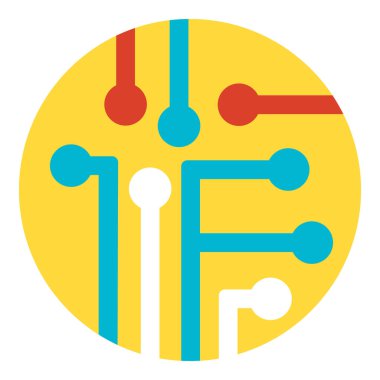 Gelişmiş teknoloji ve ekipman üretiminde. Mikroişlemci silikon gofret, iş süreci organizasyonu düz sembol. Beyaz arkaplanda izole edilmiş basit düz renk simgesi