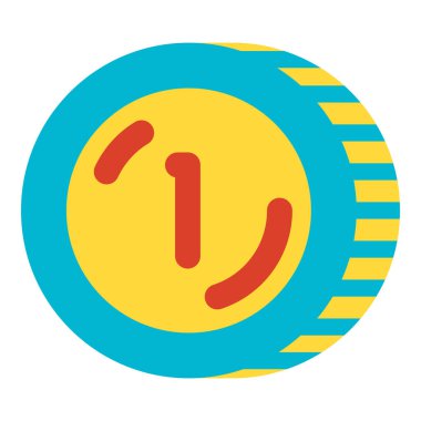 Bir Amerikan doları. Küçük metal madeni para, iş süreci organizasyonu düz sembol. Beyaz arkaplanda izole edilmiş basit düz renk simgesi