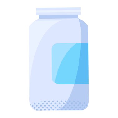 Haplar için ecza konteynırı, cam ev eşyası. Ev eşyası imha için kullanım dışı. Endüstriyel ürünlerin geri dönüşümü. Beyaz arkaplanda izole edilmiş basit düz vektör