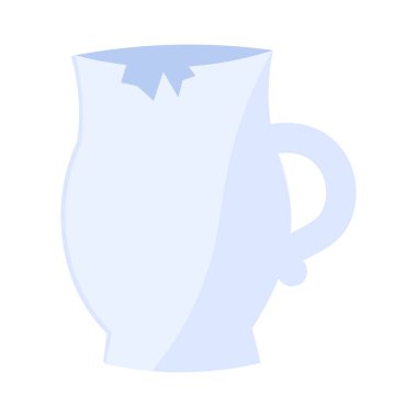 Yeniden kullanılabilir cam seramik sürahi, cam ev objesi. Ev eşyası imha için kullanım dışı. Endüstriyel ürünlerin geri dönüşümü. Beyaz arkaplanda izole edilmiş basit düz vektör