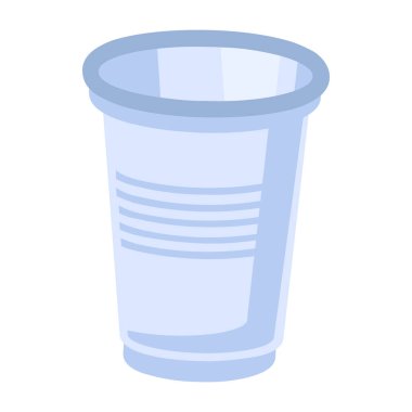 PVC naylon plastik bardak ayrımı. Plastik üretimi ve ambalaj atıklarının geri dönüşümü. Bilgi grafiği tasarımı için bir element. Beyaz arkaplanda izole edilmiş basit çizgi film düz vektörü