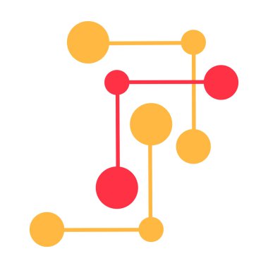 Toplum oluşturma ve ağ oluşturma. Ağ tasarımının karmaşık unsurları, modern ve retro teknolojik tasarım için soyut tekno unsurlar. Beyaz arkaplanda izole edilmiş basit renk vektörü resim grafiği