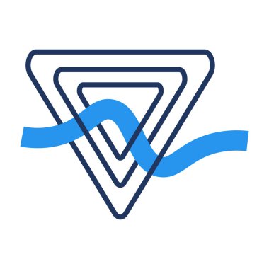 Heyecan verici enerji ve ritmik akış. Üçlü grafik öğesi, modern ve retro teknolojik tasarım için soyut tekno element. Beyaz arkaplanda izole edilmiş basit renk vektörü resim grafiği