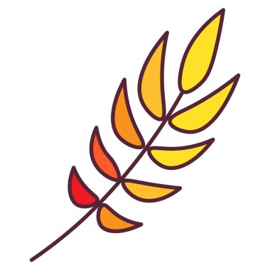 Sonbahar yeşillik el çizilmiş çizimler ayarlayın. Ağaç yaprakları, sarı arka plan üzerinde izole herbaryum