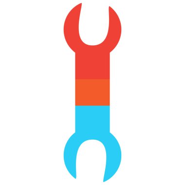 Fındık sıkmak ve bağlantı kurmak için çift taraflı ingiliz anahtarı. Yüksek kalifiye uzmanlardan profesyonel aletler ve ekipmanlar. Beyaz arkaplanda izole edilmiş basit düz vektör