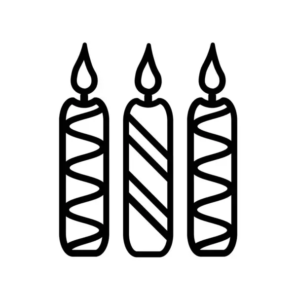 Membakar Lilin Dekoratif Simbol Pesta Ulang Tahun Garis Besar Lilin - Stok Vektor