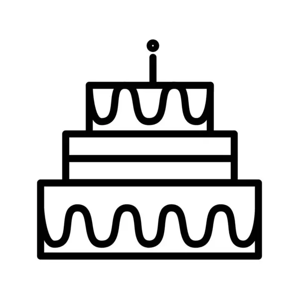 Kue Bertingkat Tinggi Simbol Pesta Ulang Tahun Garis Besar Kue - Stok Vektor