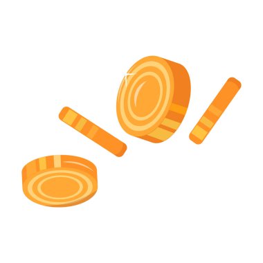 Bir yığın altın sikke, cüce cüce hazinesi. Peri masalı hazinesi arayışı, Mutlu Patrick partisi unsuru. Beyaz arkaplanda izole edilmiş basit çizgi film vektörü