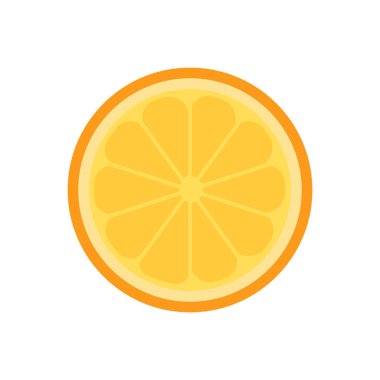 İkiye bölünmüş portakal suyu. Olgun mandalina halkası. Yaz tatili ikonu. Beyaz arkaplanda izole edilmiş basit düz çizgi film vektörü