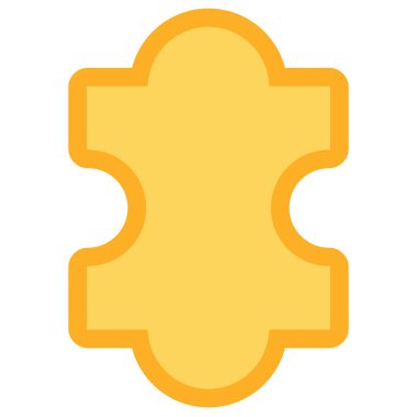 Sarı yapboz parçası simgesi. Yapboz bağlantısı, iş süreci modern ve retro tasarım için düz elementi okşadı. Beyaz arkaplanda izole edilmiş basit renk vektörü resim grafiği