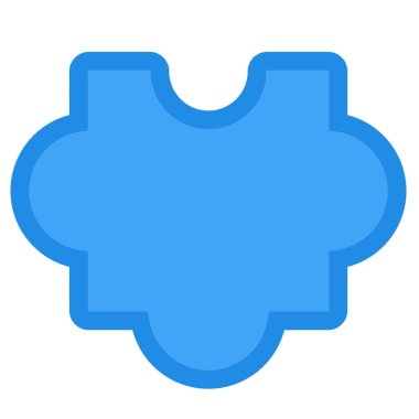 Mavi yapboz parçası ikonu. Yapboz parçası, iş süreci modern ve eski tasarım için düz elementi okşadı. Beyaz arkaplanda izole edilmiş basit renk vektörü resim grafiği