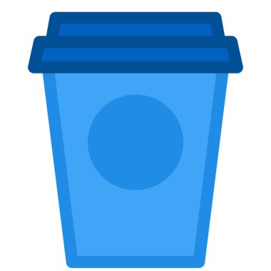 İçecek plastik kap ikonu. Kağıt bardak içmek, iş süreci modern ve retro tasarım için düz elementleri okşamak. Beyaz arkaplanda izole edilmiş basit renk vektörü resim grafiği