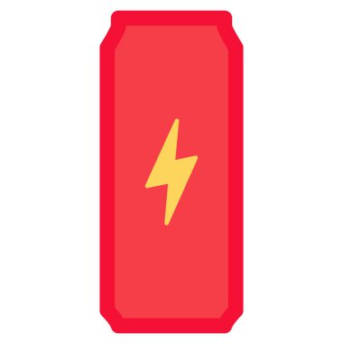 Enerji içeceği ikonu. Enerji içeceği, iş süreci modern ve retro tasarım için düz elementi okşadı. Beyaz arkaplanda izole edilmiş basit renk vektörü resim grafiği