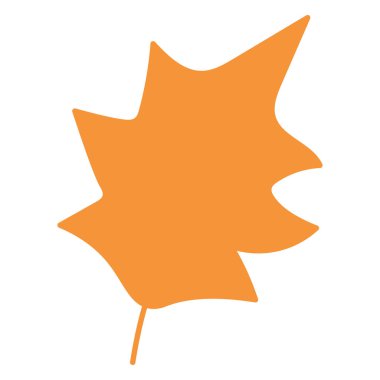 Kurumuş akçaağaç yaprağı, bitkisel siluet. Parlak sonbahar orman yeşilliği düz çizim. Beyaz arkaplanda izole edilmiş basit çizgi film vektör eli