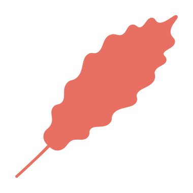 Orman ağacı yaprağı, herbaryum silueti. Parlak sonbahar, Ekim yeşilliği düz çizim. Beyaz arkaplanda izole edilmiş basit çizgi film vektör eli