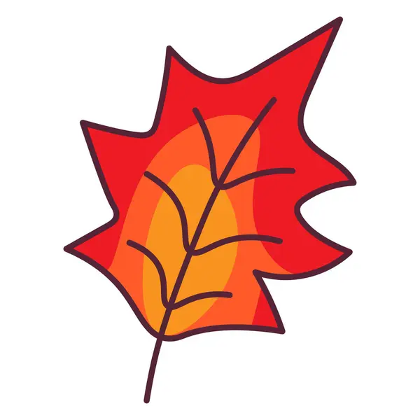 Autumn Dried Maple Tree Leaf Foliage Stroked Illustration Tree Leaf — Stock Vector