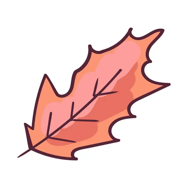 Autumn Pink Color Tree Leaf Foliage Stroked Illustration Tree Leaf — Stock Vector