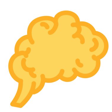 İnsan beyin organı ikonu. Anatomi problemi, iş süreci modern ve eski tasarım için düz elementleri okşadı. Beyaz arkaplanda izole edilmiş basit renk vektörü resim grafiği