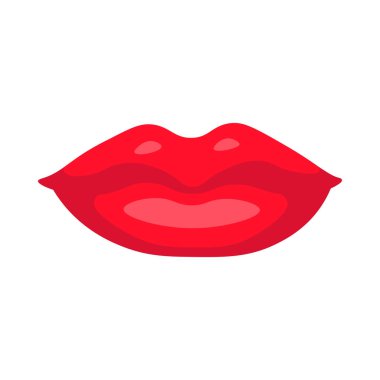 Düz çizgi film tatlı kırmızı kadın dudak ikonu