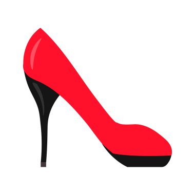 Düz çizgi film kadın kırmızı ayakkabı, yüksek topuklu ikon.
