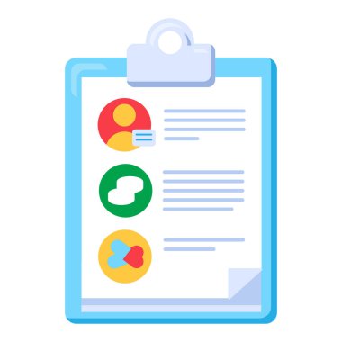 Doktor tableti, reçeteli ve hasta tavsiyeli. Anket, modern ve retro tasarım için tıbbi bir çizgi film unsuru. Beyaz arkaplanda izole edilmiş basit renk vektörü resim grafiği