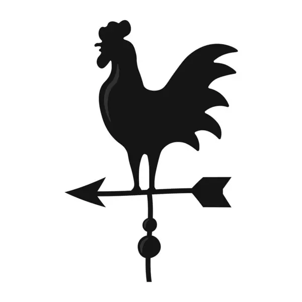 Flat Cartoon Black Weathercock Rooster Icon — Stock Vector