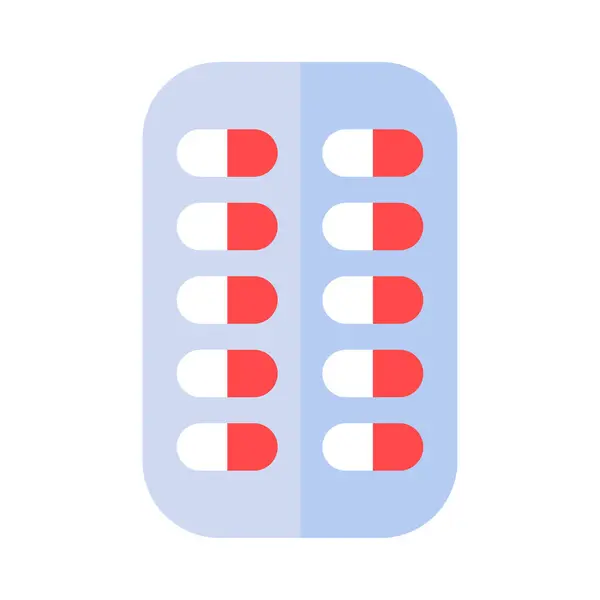 Волдыри Пакет Таблетками Значок Прямоугольная Пластина Лекарственными Капсулами Медицинский Инсультный — стоковый вектор