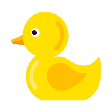 Bebek kauçuk ördek çocuk tarafından çizilmiş. Neşeli bahar bayrağı tasarımı için parlak çocuksu, dikkatsiz banyo ördeği çizimi. Düz elle çizilmiş vektör ögesi beyaz arkaplanda izole edildi