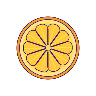 Olgun mandalina halkası. İkiye bölünmüş portakal suyu. Yaz tatili ikonu. Beyaz arkaplanda izole edilmiş basit vuruş vektör ögesi
