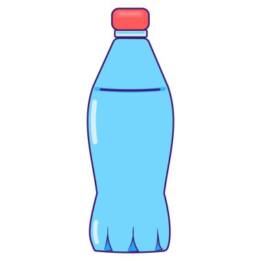 Aktif sporlar için su kabı. Serin ve ferahlatıcı suyu olan plastik bir şişe. Yaz tatili ikonu. Beyaz arkaplanda izole edilmiş basit vuruş vektör ögesi