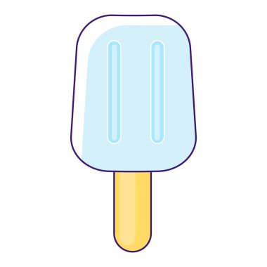 Sütlü çikolatayla kaplı yaz ferahlatıcı dondurma. Çubukta dondurulmuş buzlu dondurma. Yaz tatili ikonu. Beyaz arkaplanda izole edilmiş basit vuruş vektör ögesi