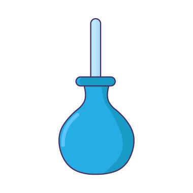 Lastik lavman ikonu. Basit ilaç infüzyon aracı, modern ve retro tasarım için tıbbi olarak okşanmış çizgi film elemanı. Beyaz arkaplanda izole edilmiş basit renk vektörü resim grafiği