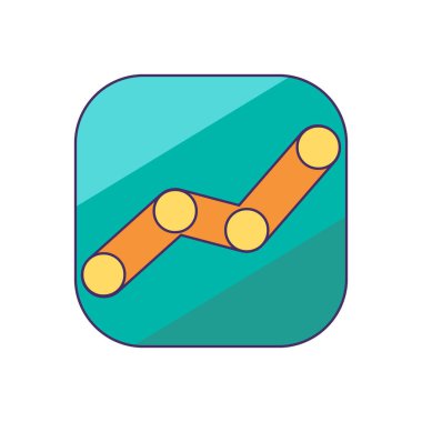 Kare grafik simgesi düğmesi. Uygulama ögesi, modern ve retro tasarım için tıbbi olarak okşanmış karikatür ögesi. Beyaz arkaplanda izole edilmiş basit renk vektörü resim grafiği