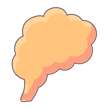 İnsan beyin organı ikonu. Okul anatomisi eğitimi, modern ve geçmişe dönük tasarım için tıpta okşanmış çizgi film elementleri. Beyaz arkaplanda izole edilmiş basit renk vektörü resim grafiği