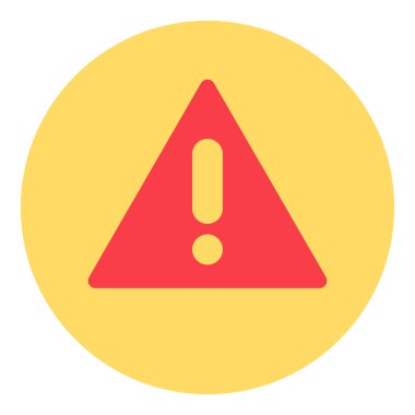 Ünlem işaretli kırmızı üçgen uyarısı. Tehlike sembolü, alışveriş süreci modern ve eski tasarım için düz element. Beyaz arkaplanda izole edilmiş basit renk vektörü resim grafiği